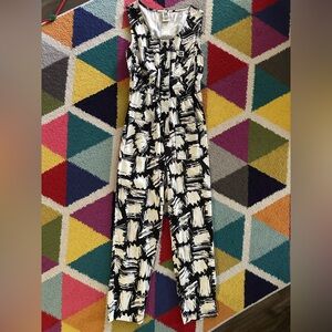 Lucy & Yak Black and Cream Patterned Jumpsuit